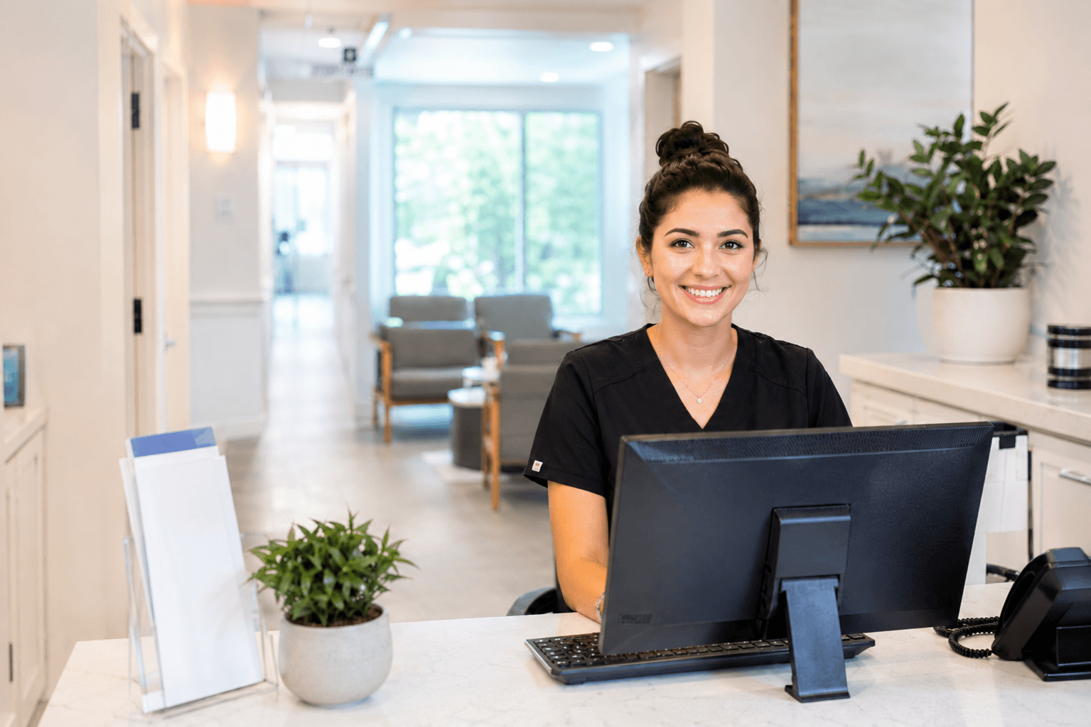 Front desk of a Canadian physiotherapy and rehab clinic